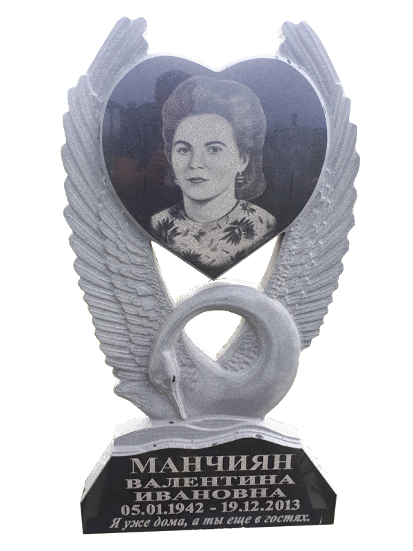 Памятник из гранита с лебедем