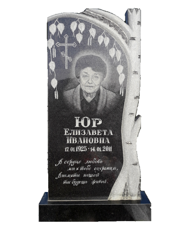 Памятник из гранита с березкой