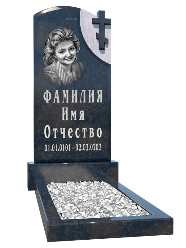 Гранитный памятник с резным крестом