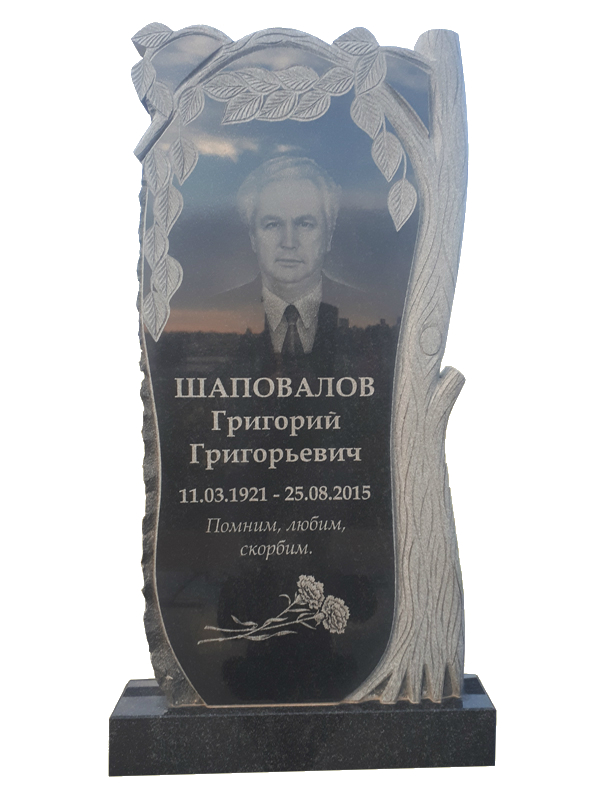 Памятник из гранита с березкой