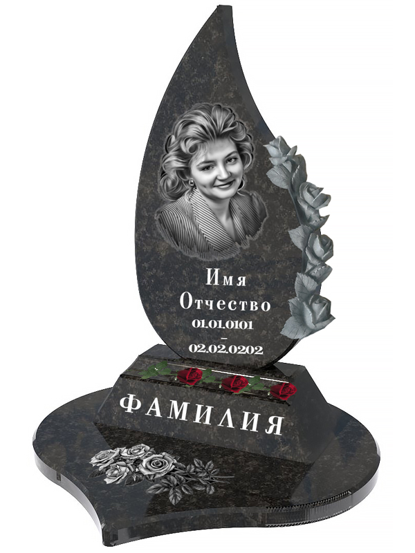 Гранитный памятник с розами